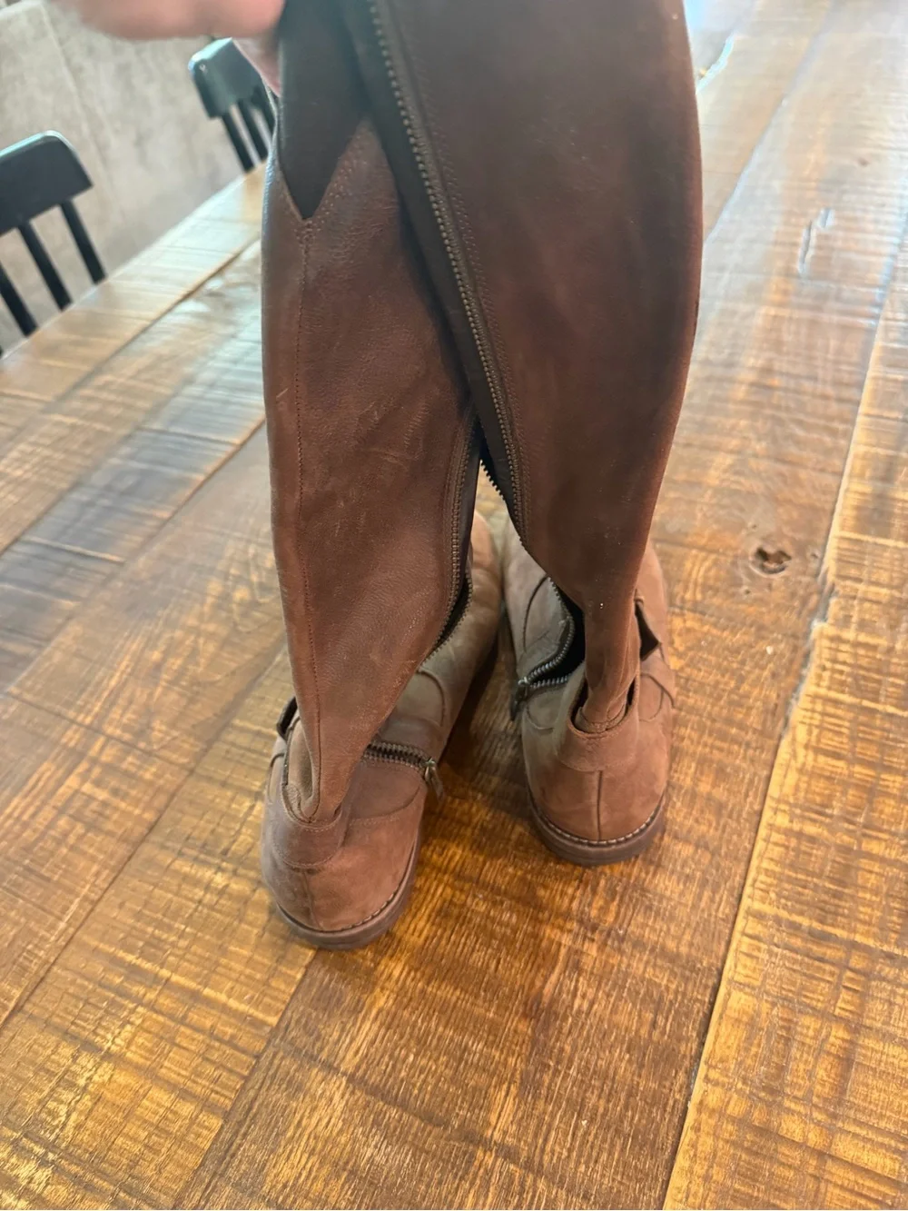 Women’s Brown Leather Tall Boots - Classic Pull-On Style